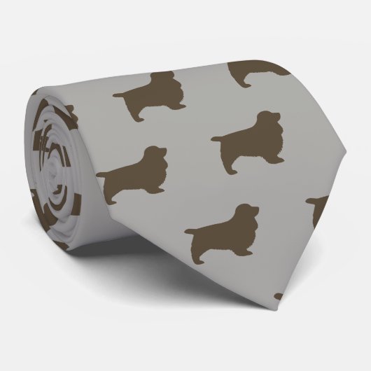 Sussex Spaniel Silhouettes Pattern | Hondenliefheb Stropdas (Opgerold)