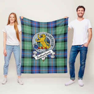 Sutherland Old Ancient Clan Badge Tartan Schotse P Fleece Deken