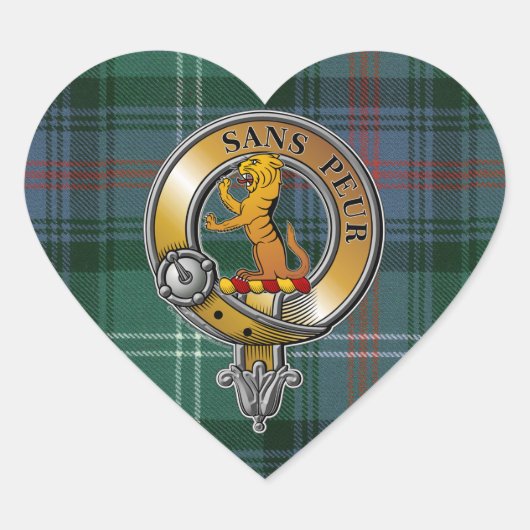 Sutherland Tartan & Badge Hart Sticker (Voorkant)