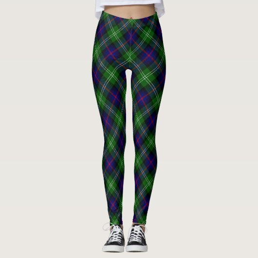 Sutherland tartan blue green plaid leggings (Voorkant)