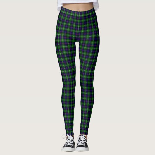 Sutherland tartan blue green plaid leggings (Voorkant)