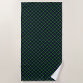 Sutherland tartan blue green plaid strandlaken (Voorkant)