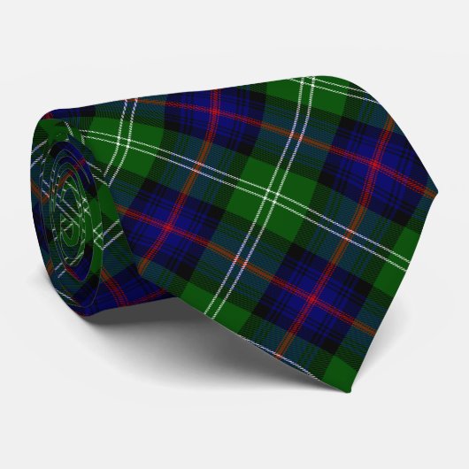 Sutherland tartan blue green plaid stropdas (Opgerold)