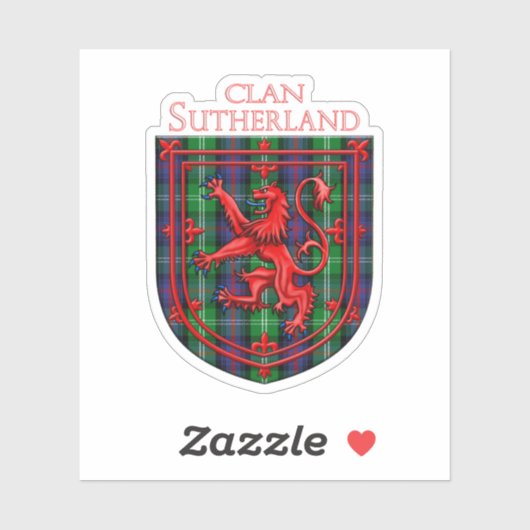 Sutherland Tartan Scottish Plaid Lion Rampant Sticker (Vel)