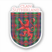 Sutherland Tartan Scottish Plaid Lion Rampant Sticker (Voorkant)