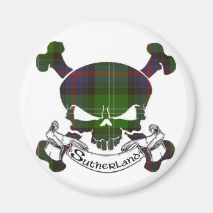 Sutherland Tartan Skull Magneet