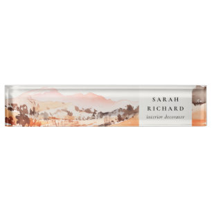 Sutle Blush Oranje Aquarel Woods Berg Naambordje