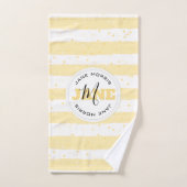 Suuny Jaune et Blanc Monogramme Nom Stripes (Serviette à main)