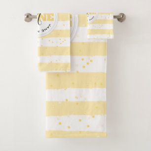 Suuny Yellow and White Monogramme Name Stripes