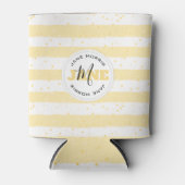 Suuny Yellow and White Monogrammed Name Stripes Blikjeskoeler (Voorkant)
