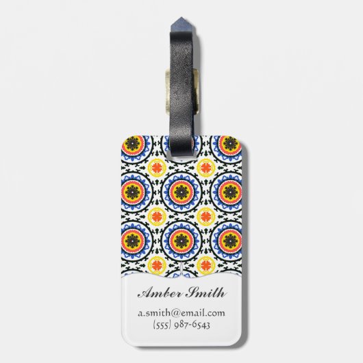 Suzani Pattern Bagagelabel (Achterkant verticaal)
