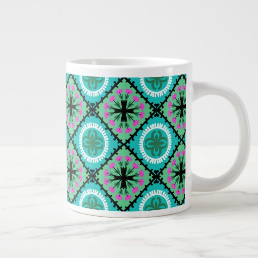 Suzani Pattern met Uzbek and Kazakse Motifs Extra Grote Mok (Rechts)