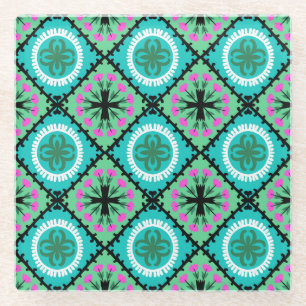 Suzani Pattern met Uzbek and Kazakse Motifs Glazen Onderzetter