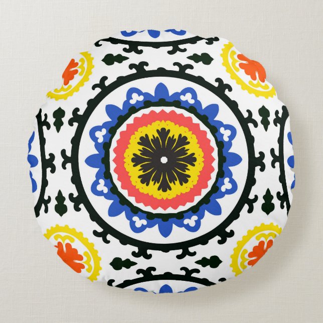 Suzani Pattern Rond Kussen (Voorkant)