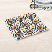 Suzani Pattern Vierkante Kartonnen Onderzetter (Schuin)