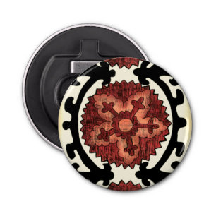 Suzani Style Decorative Floral Pattern Button Flesopener