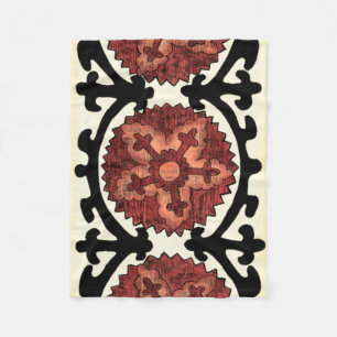 Suzani Style Decorative Floral Pattern Fleece Deken