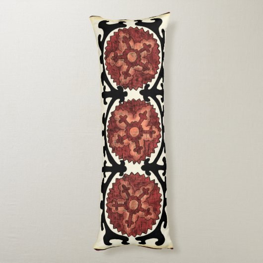 Suzani Style Decorative Floral Pattern Lichaamskussen (Achterkant (Verticaal))