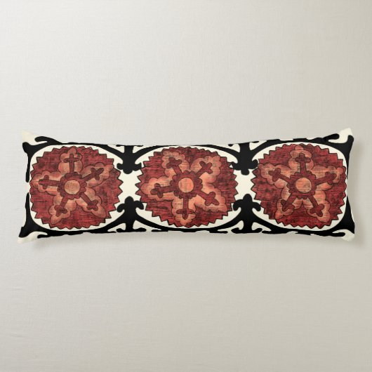 Suzani Style Decorative Floral Pattern Lichaamskussen (Voorkant)