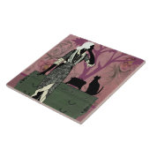 Suzanne & Cat,  Mode in Lila en groen Tegeltje (Zijkant)