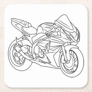 Suzuki GSX-R Line art Vierkante Kartonnen Onderzetter