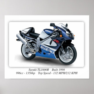 Suzuki TL1000R 1998 motorfiets - A3 Poster