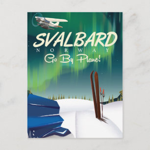Svalbard Noorwegen Noorderlicht reisposter Briefkaart