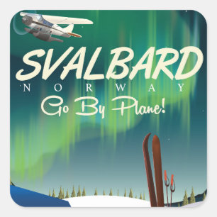 Svalbard Noorwegen Noorderlicht reisposter Vierkante Sticker