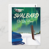Svalbard Norway Northern Light Reisposter Briefkaart (Voorkant / Achterkant)