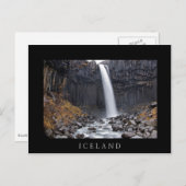 Svartifoss waterfall, IJsland briefkaart met zwart (Voorkant / Achterkant)