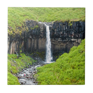 Svartifoss-waterval in Skaftafell - IJsland Tegeltje