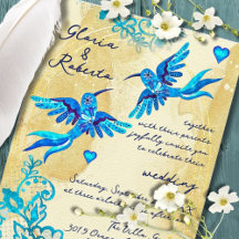 Baroque Vintage Mexican Blue Hummingbird Wedding