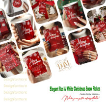 Modern Elegant Red and White Christmas Snow Flakes