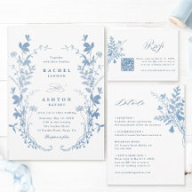 Elegant French Blue Botanical Wedding Collection