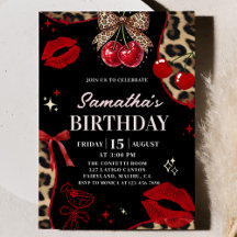 Cheetah Coquette Bow Cherry Birthday