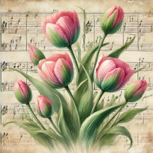 Vintage Pink & Green Tulips Personalized Gifts