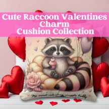 Cute Raccoon Valentines Charm Cushion Collection