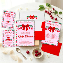 Cherry Baby Shower Red Gingham Bow Collection