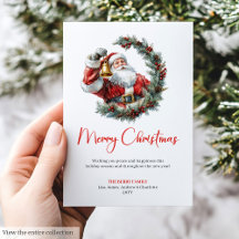 Classic Santa Claus Christmas Greeting Cards #09Q