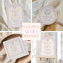 Colorful Stripes Girl Birthday Party