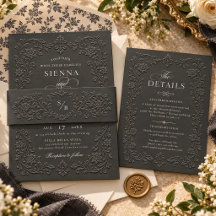 Elegant Charcoal Embossed Style Wedding