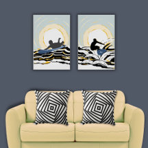 Beach Art Meets Black & White Pillows