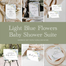 Elegant Light Blue Floral Baby Shower Collection