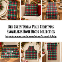 Red Green Plaid Christmas Snowflakes Home Decor