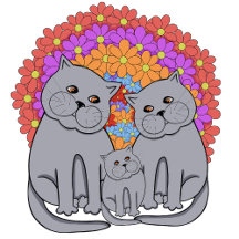 Cat family. Mothers day