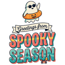 Greetings from Spooky Season Retro Ghost