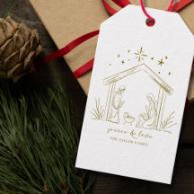 modern religious gold Christmas Nativity cards