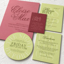 Modern Matcha Green & Raspberry Pink Wedding Suite