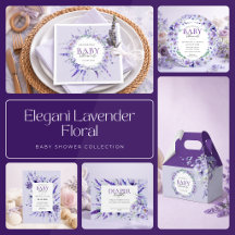 Elegant Lavender Floral Baby Shower Collection