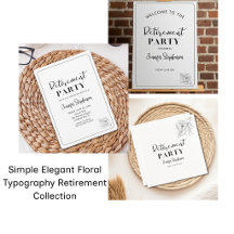 Simple Elegant Floral Typography Retirement Party